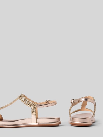 Productfoto, sandalen met strass-steentjes van ALMA EN PENA, afgerond model, dunne riempjes met doornsluiting, gladde zool