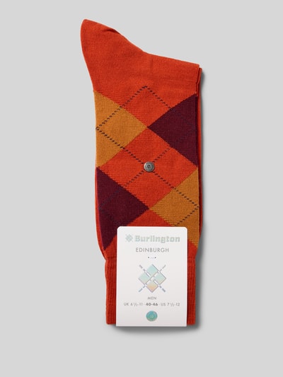 Burlington Sokken van scheerwolmix met labeldetail Donkeroranje - 3