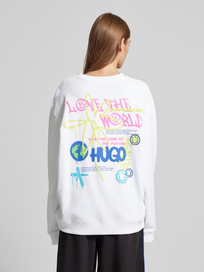 Hugo Blue Bluza o kroju oversized z kwiatowym nadrukiem Biały 5