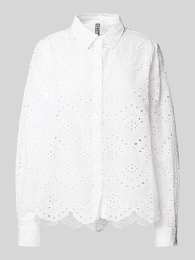 Pieces Regular fit blouse met lange mouwen van puur katoen, model 'VILDE' Wit - 2