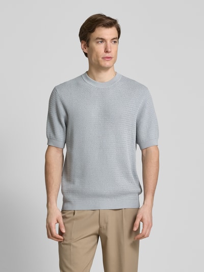 JAKE*S STUDIO MEN Gebreide pullover met ribboorden Rookblauw - 4