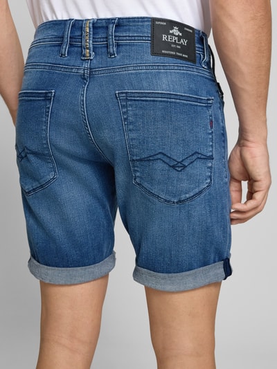 Replay Tapered fit korte jeans met knoopsluiting Blauw - 3