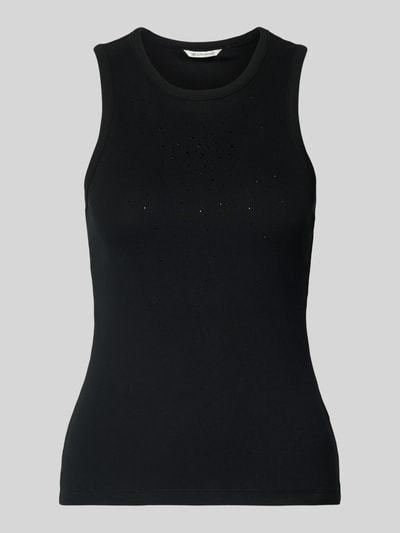 Produktfoto, Slim Fit Tank Top aus Baumwoll-Mix von Tom Tailor Denim in Optik: Unifarben, strukturiert, Feinripp, schwarze Farbe