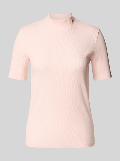 Scotch & Soda T-shirt in riblook met opstaande kraag en labelstitching Lichtroze - 2