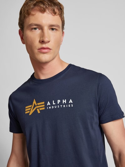 Alpha Industries T-shirt z nadrukiem z logo Ciemnoniebieski 3