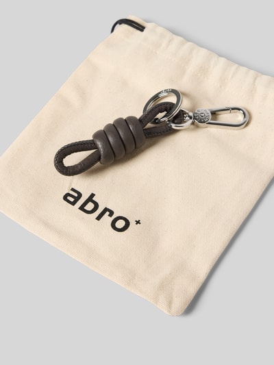 Abro Brelok do kluczy ze skóry naturalnej z wyhaftowanym logo Ciemnoszary 3