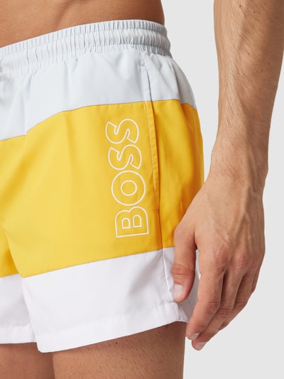 BOSS Badehose im Colour-Blocking-Design Modell 'Coco' Gelb 3