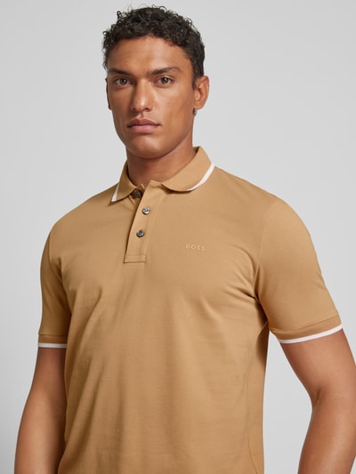 BOSS Poloshirt met contraststrepen, model 'Parlay' Beige - 3