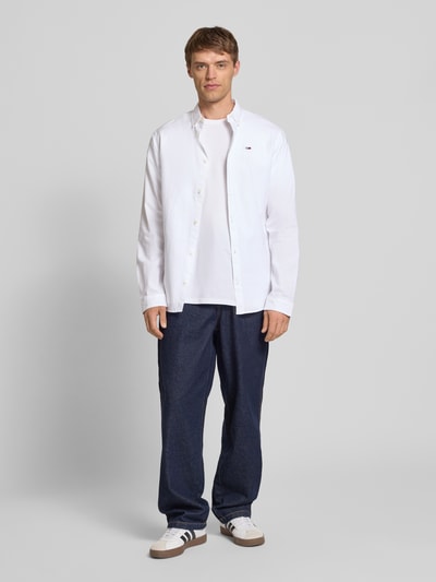 Tommy Jeans Slim Fit Freizeithemd aus Oxford Weiss 1