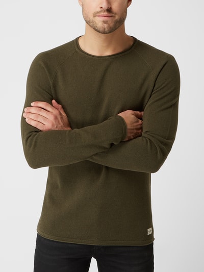 Jack & Jones Sweter z dzianiny z naszywką z logo model ‘HILL’ Oliwkowy 4