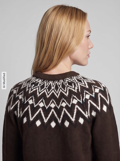 VERO MODA Regular Fit Strickjacke mit Wollanteil Modell 'KARLA' Schoko 3