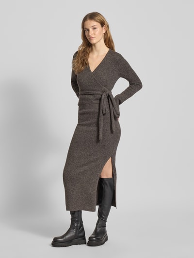 LeGer by Lena Gercke Spódnica midi o kroju slim fit z imitacji dzianiny model ‘Julienne’ Ciemnobrązowy 1