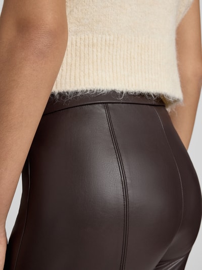 Raffaello Rossi Flared bootcut broek in leerlook, model 'MACY' Donkerbruin - 3