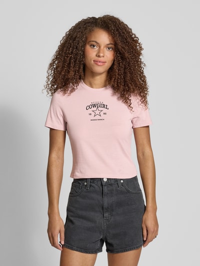 Only Slim fit T-shirt van puur katoen, model 'KARINA' Mauve - 4