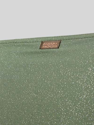 Produktfoto, Bikini-Slip mit seitlicher Schnürung Modell 'MASSA SPARKLESUN' von Banana Moon, grüner Material-Mix mit Stretch-Anteil, feine Glitter-Details, Körpernahe Passform