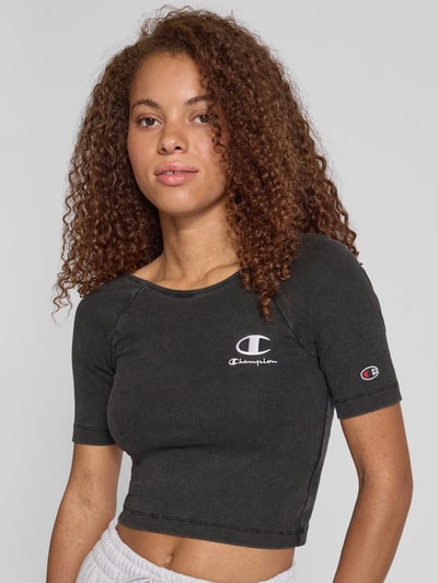 CHAMPION Fitted fit kort shirt met labelstitching Zwart - 3