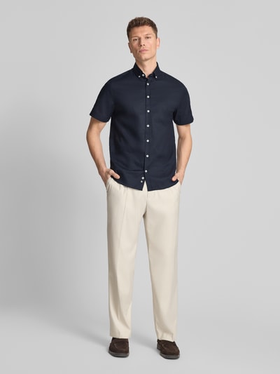 bugatti Regular Fit Freizeithemd mit Button-Down-Kragen Marine 1