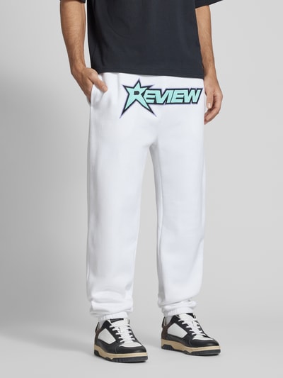 REVIEW Sweatpants met labelprint Wit - 4