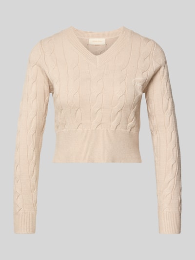 ANOTHER COTTON LAB Cropped Strickpullover mit Zofpmuster Beige 2