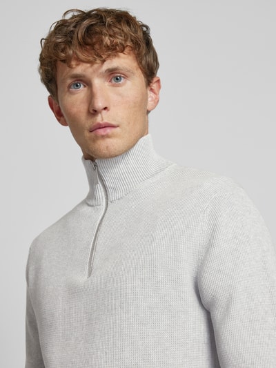 SELECTED HOMME Gebreide pullover met ribboorden, model 'DANE' Lichtgrijs gemêleerd - 3