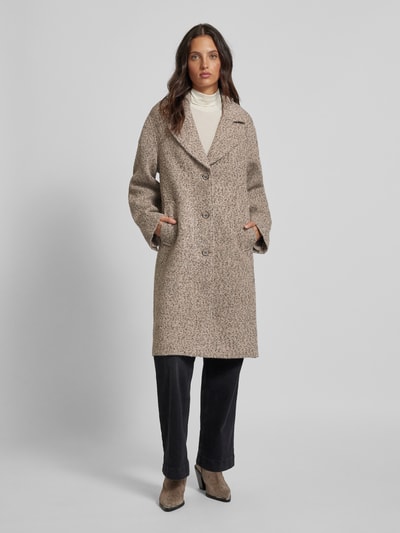 Tom Tailor Regular fit lange wollen jas met knopen in hoornlook Beige - 4