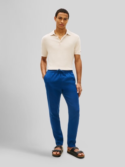 Tommy Hilfiger Tapered chino van linnenmix met trekkoord model 'HARLEM' Donkerblauw - 1