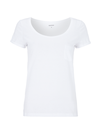 Montego Shirt mit großem Rundhalsausschnitt Weiss 1