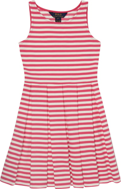 Polo Ralph Lauren Kids Kleid mit Streifenmuster und Kellerfalten Pink 3