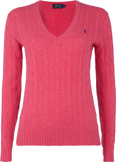 Polo Ralph Lauren Pullover mit Kaschmir und eingestricktem Zopfmuster Pink 4