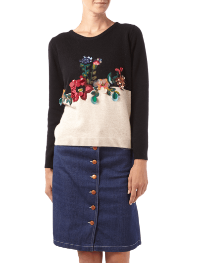 TWINSET Strickpullover mit floralen Stickereien  Black 4