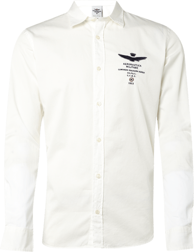 Aeronautica Militare Slim Fit Freizeithemd mit Logo-Stickerei Weiss 4