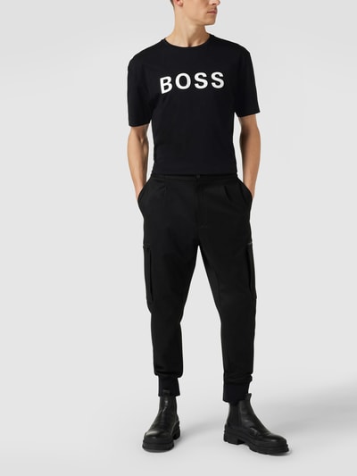 BOSS Green T-shirt o kroju relaxed fit z nadrukiem z logo Czarny 1