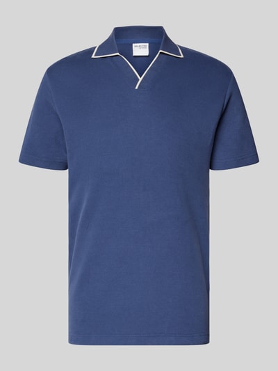 SELECTED HOMME Slim fit poloshirt met V-hals, model 'SANGEV' Blauw - 2