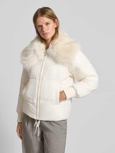 Hugo Blue Kurtka pikowana o kroju regular fit z szerokim obszyciem ze sztucznego futra model ‘FUJI-1’ Écru 4