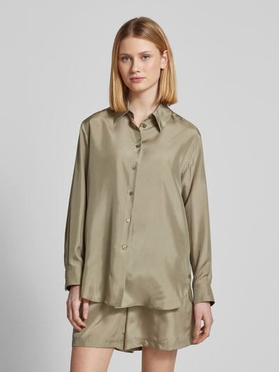 Marella Regular Fit Seidenbluse mit Hemdblusenkragen Modell 'ALEC' Khaki 4