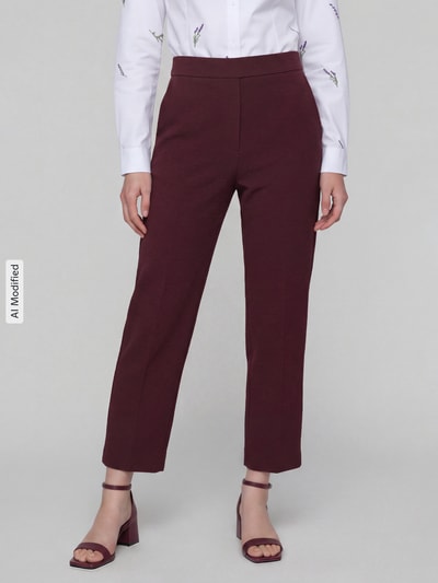 Raffaello Rossi Regular fit barrel leg broek met labeldetail model 'PHIBI' Bordeaux - 4