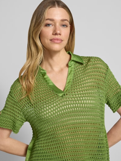 Marc Cain Strickshirt mit Polokragen und verlängertem Rücken Grass 3
