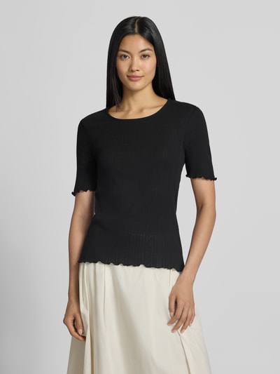 b.young T-Shirt mit Wellensaum und Rundhalsausschnitt Modell 'UNICA' Black 4