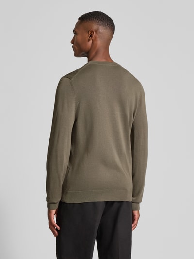 HUGO Regular fit gebreide pullover van puur katoen, model 'SAN CASSIUS' Taupe - 5