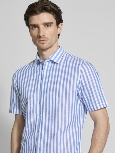 Jake*s Casual Fit Freizeithemd aus Leinen-Baumwoll-Mix Royal 3