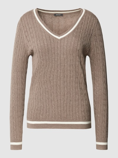 Montego Strickpullover mit V-Ausschnitt Taupe Melange 2