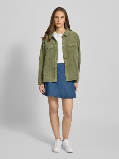 Pieces Loose Fit Hemdbluse in Cord Optik Modell 'EFFI' Oliv 1