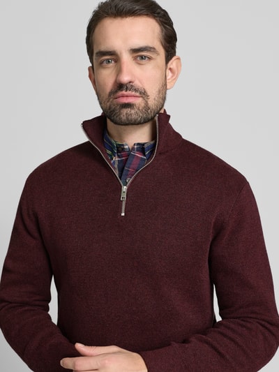 Jack & Jones Premium Gebreide pullover met ribboorden, model 'BLAMILANO' Bordeaux gemêleerd - 3