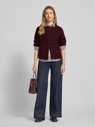 Selected Femme Regular Fit Strickjacke aus Woll-Mix mit Alpaka Modell 'LULU' Pflaume 1