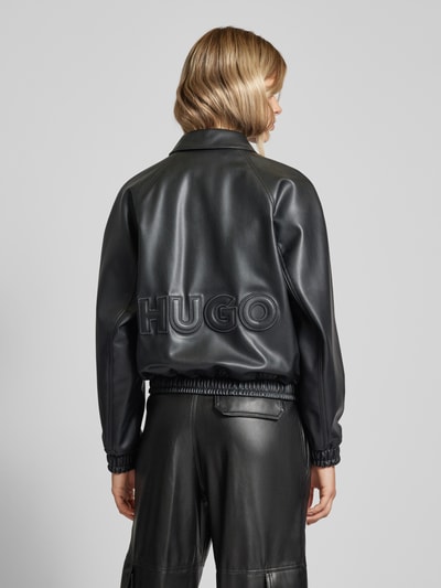 Hugo Blue Lederjacke mit Umlegekragen Modell 'Falea' Black 5