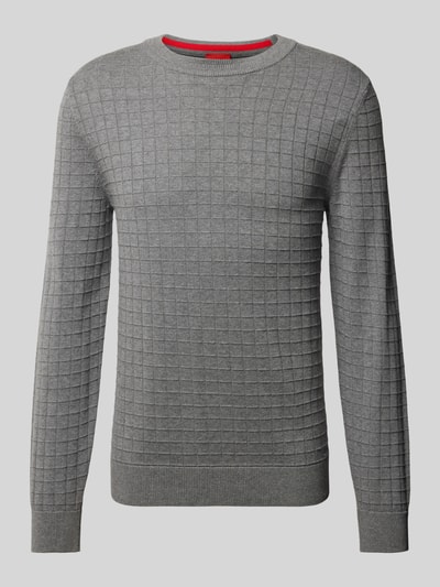 HUGO Gebreide pullover met structuurmotief, model 'Scoult' Middengrijs gemêleerd - 2