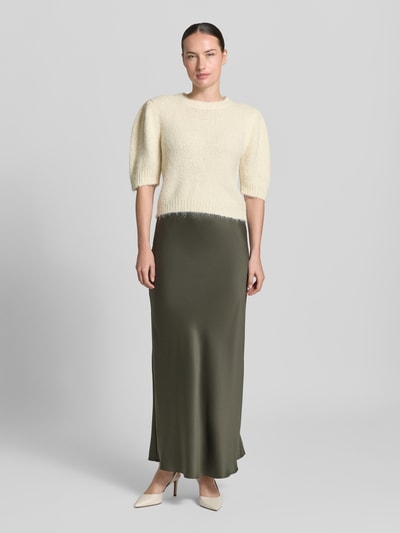 VERO MODA sweter w kroju regular fit z dodatkiem wełny model 'NOVAH' Écru 1