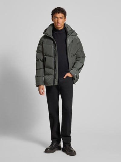 Blauer Usa Steppjacke mit Label-Patch Modell 'CROWN' Graphit 1