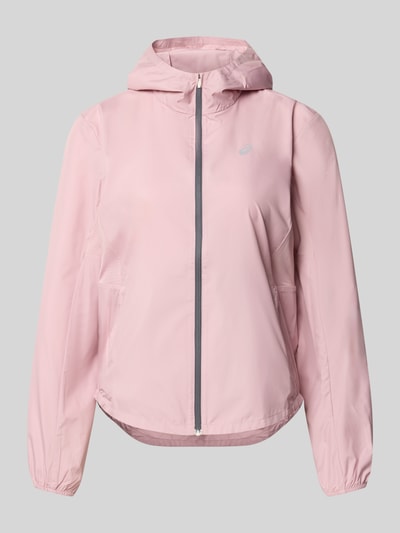 Produktfoto, Jacke mit Logo-Print und Kapuze von ASICS in zartem Rosa mit Reißverschluss, Kapuze, elastischen Abschlüssen, glatte Textur