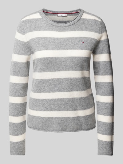 Tommy Hilfiger Sweter z dzianiny z wyhaftowanym logo Jasnoszary 2